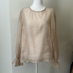 Gina Tricit shiny sheer cream/ivory organza blouse